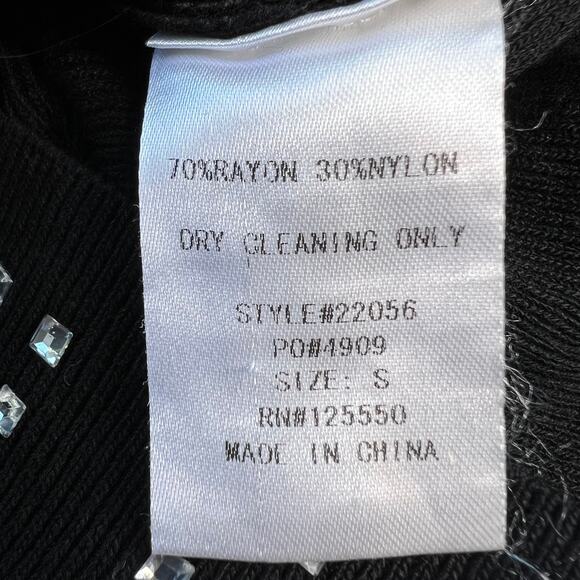 HERA Collection Women's Retro Bodycon Studded Black Dress Long Sleeves Size S - Picture 16 of 16